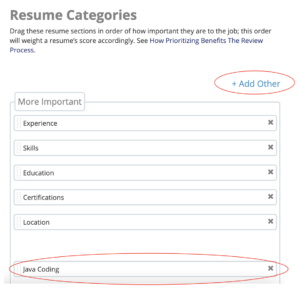 Resume Categories Add/Edit